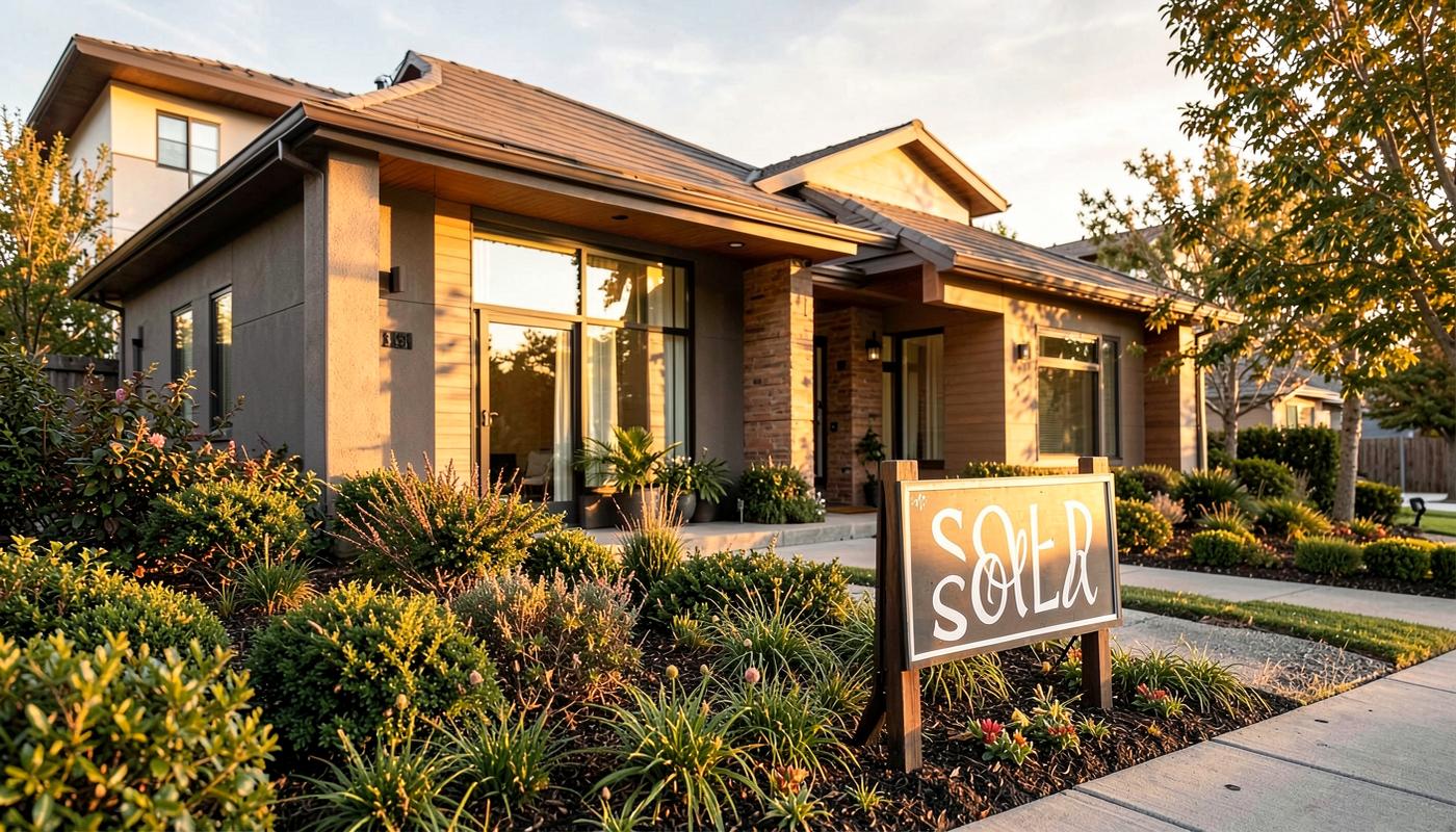 Modern family home at golden hour
